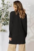 Basic Bae Full Size Ribbed Open Front Cardigan with Pockets - Hovatok