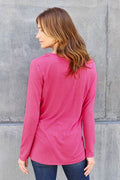 Basic Bae Full Size V-Neck Long Sleeve Top - Hovatok