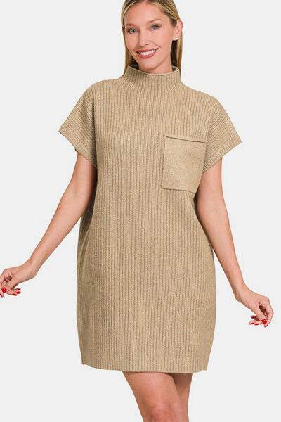 Zenana Short Sleeve Sweater Mini Dress - Hovatok