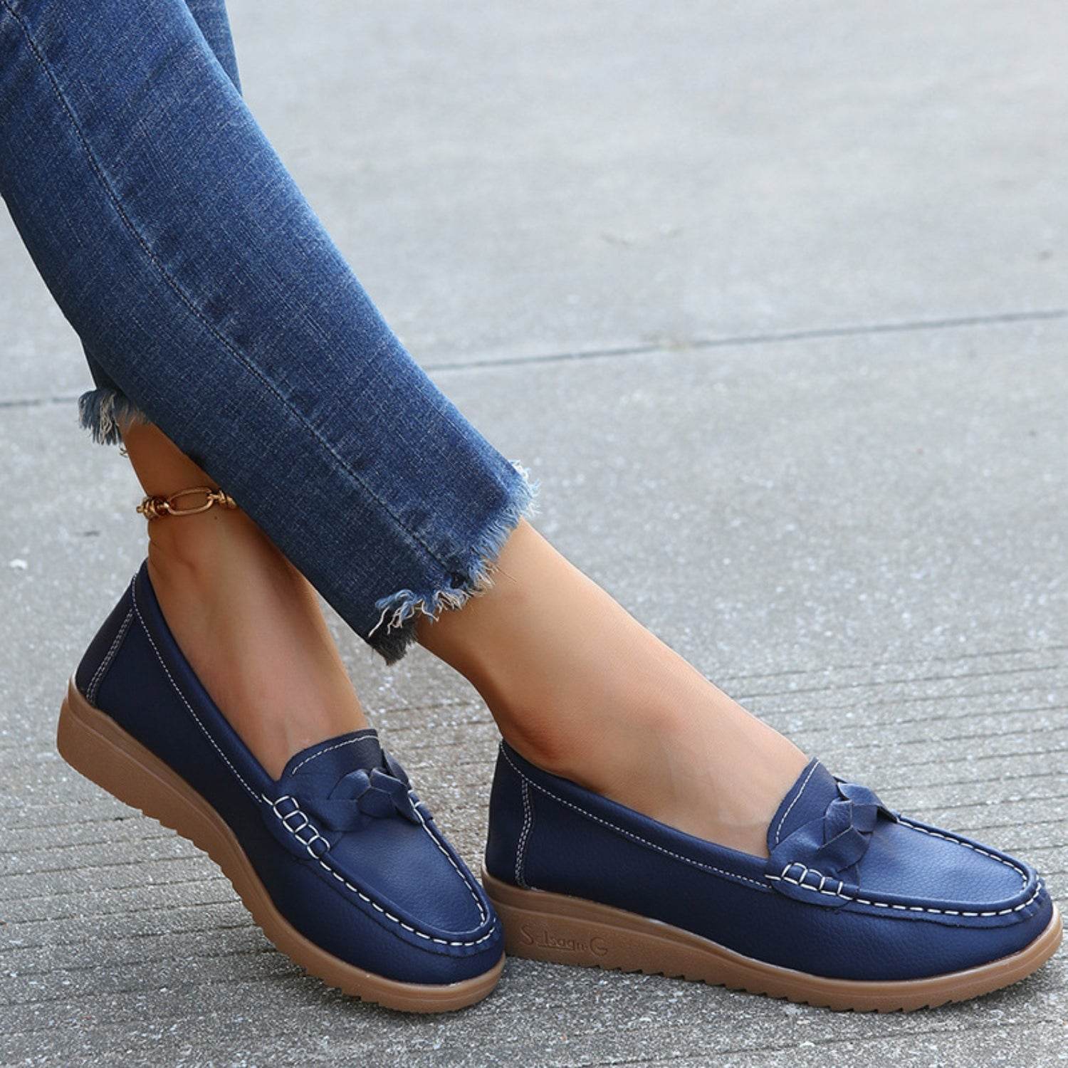 Weave Wedge Heeled Loafers - Hovatok