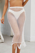 Fringe Openwork High Waist Swim Skirt - Hovatok