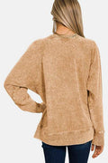 Zenana Pocketed Round Neck Sweatshirt - Hovatok