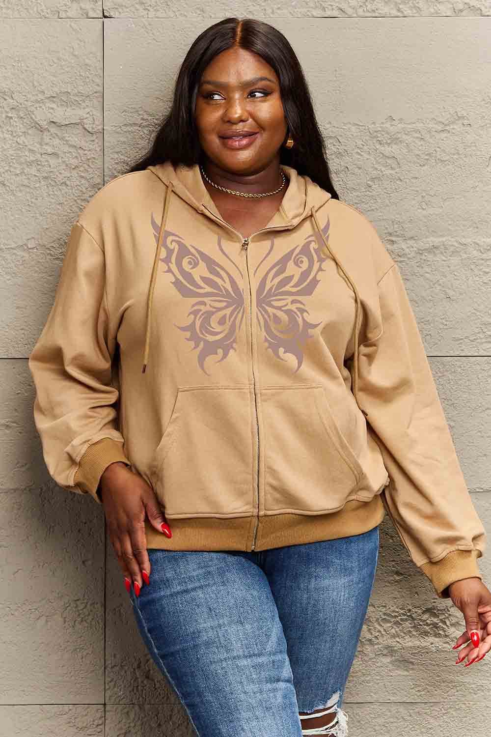 Simply Love Full Size Butterfly Graphic Hoodie - Hovatok