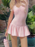 Devine Ruched Short Sleeve Mini Dress - Hovatok