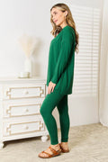 Zenana Lazy Days Full Size Long Sleeve Top and Leggings Set - Hovatok