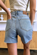 Judy Blue Full Size High Waist Raw Hem Denim Shorts - Hovatok