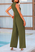 Mock Neck Sleeveless Wide Leg Jumpsuit - Hovatok