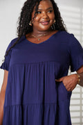 Mandy V-Neck Flounce Sleeve Tiered Dress - Hovatok