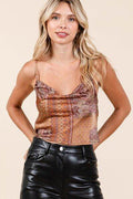 Mittoshop Paisley Patchwork Print Satin Cowl Neck Crop Cami - Hovatok