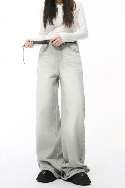 Wide Leg Jeans with Pockets - Hovatok