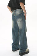 Distressed Wide Leg Men's Jeans - Hovatok