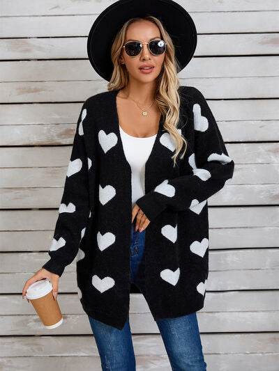 Angel Wings Heart Open Front Long Sleeve Cardigan - Hovatok
