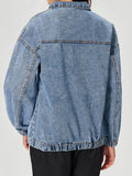 Quarter Zip Collared Neck Denim Top - Hovatok