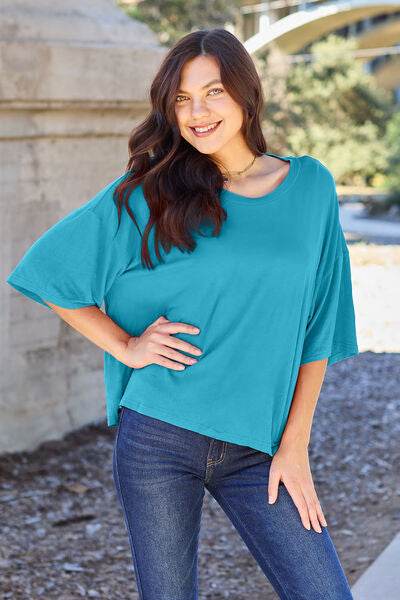 Basic Bae Full Size Round Neck Drop Shoulder T-Shirt - Hovatok