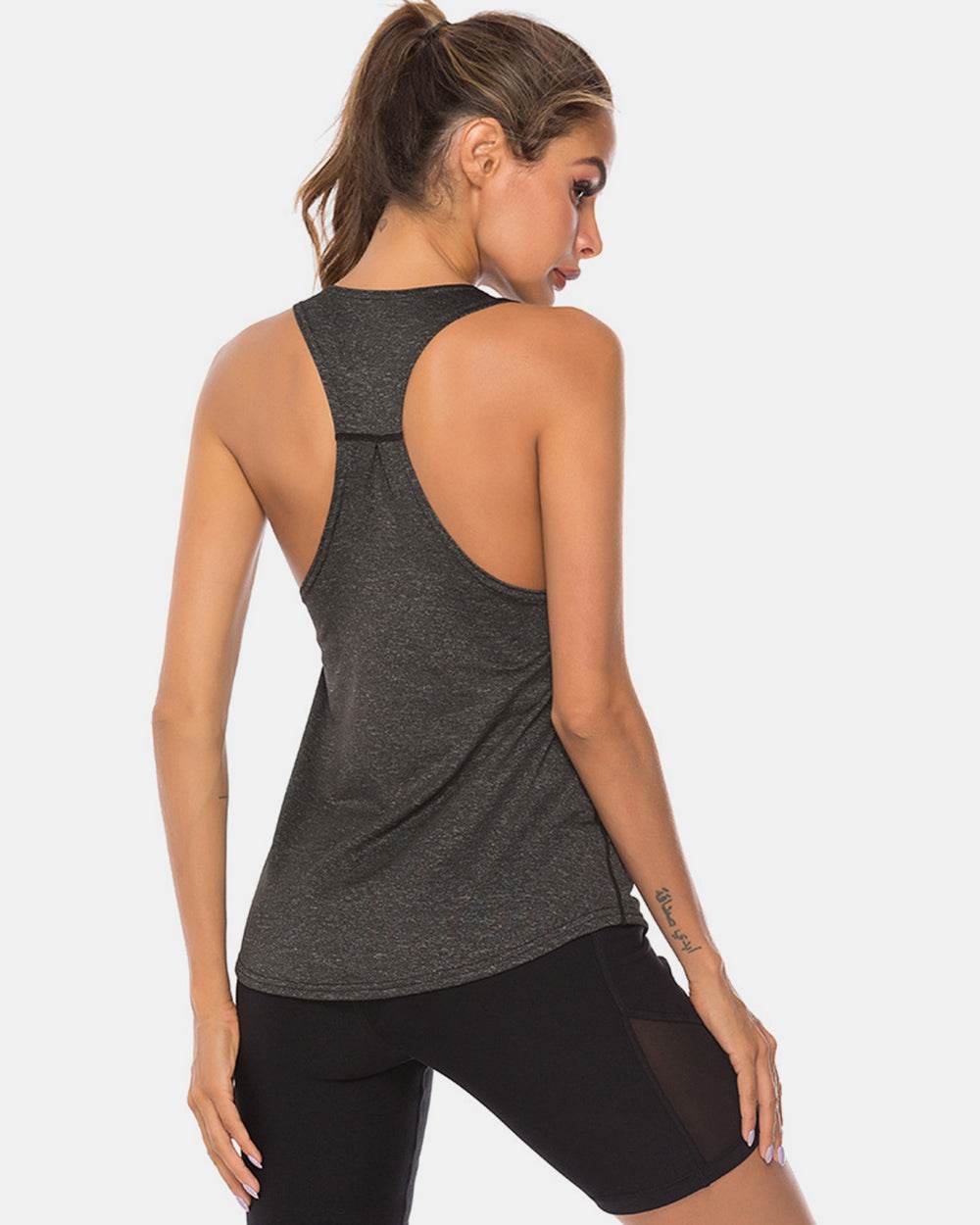 Full Size Scoop Neck Wide Strap Active Tank - Hovatok
