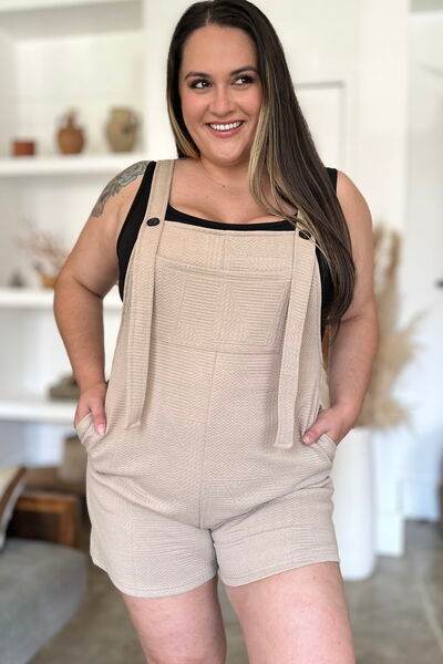 Double Take Full Size Texture Sleeveless Romper - Hovatok