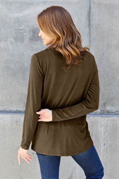 Basic Bae Full Size V-Neck Long Sleeve Top - Hovatok