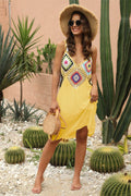 Geometric V-Neck Spaghetti Strap Cover Up Dress - Hovatok