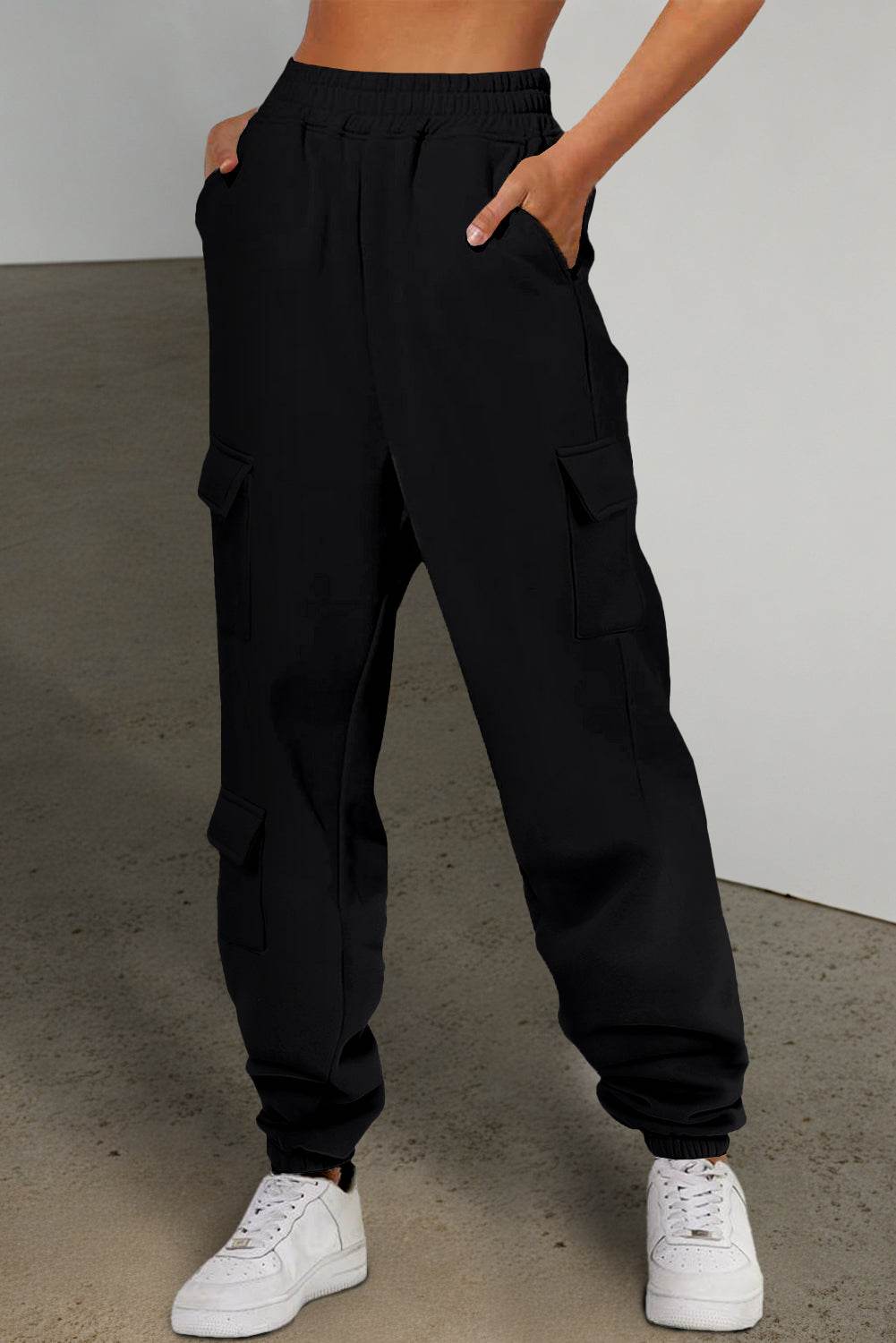 Pocketed Elastic Waist Active Joggers - Hovatok