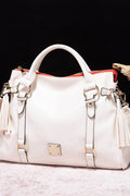 PU Leather Handbag with Tassels - Hovatok