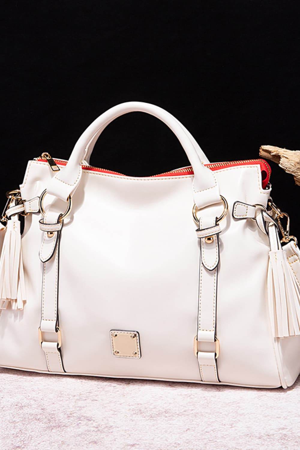 PU Leather Handbag with Tassels - Hovatok