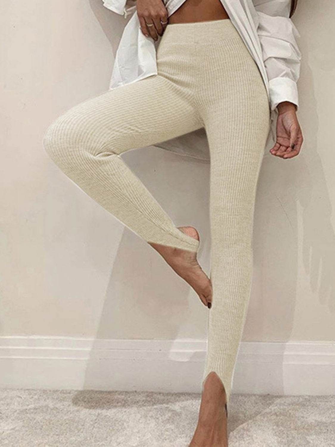 Ribbed Mid Waist Leggings - Hovatok