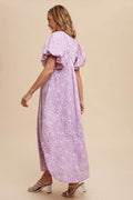 Annie Wear Floral Smock Detail Puff Sleeve Dress - Hovatok