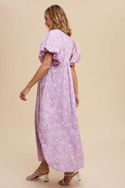 Annie Wear Floral Smock Detail Puff Sleeve Dress - Hovatok