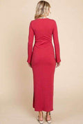 Culture Code Full Size Round Neck Bodycon Bell Maxi Dress - Hovatok