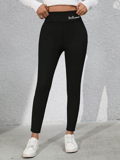 Full Size Letter Embroidered High Waist Leggings - Hovatok