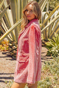 BiBi Ribbed Button Up Long Sleeve Blazer - Hovatok