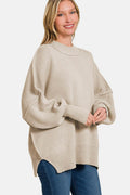 Zenana Side Sit Oversize Sweater - Hovatok