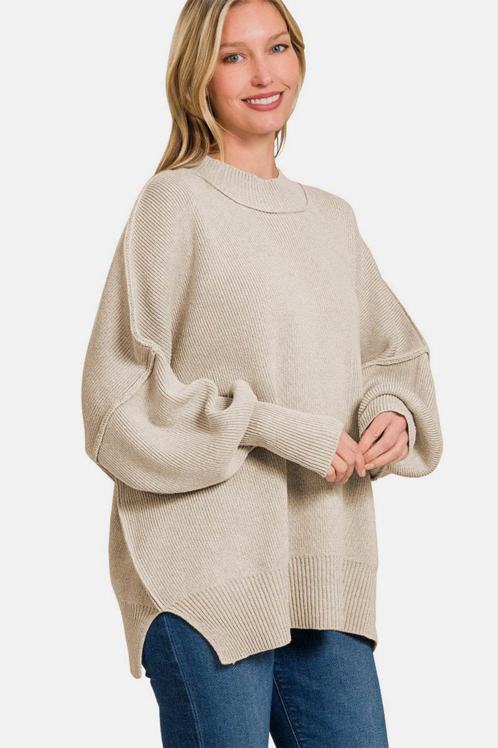 Zenana Side Sit Oversize Sweater - Hovatok