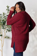Basic Bae Full Size Ribbed Round Neck Long Sleeve Slit Top - Hovatok
