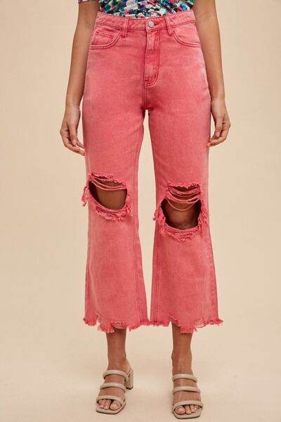 Annie Wear Distressed Raw Hem Jeans - Hovatok