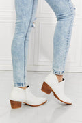 MMShoes Trust Yourself Embroidered Crossover Cowboy Bootie in White - Hovatok