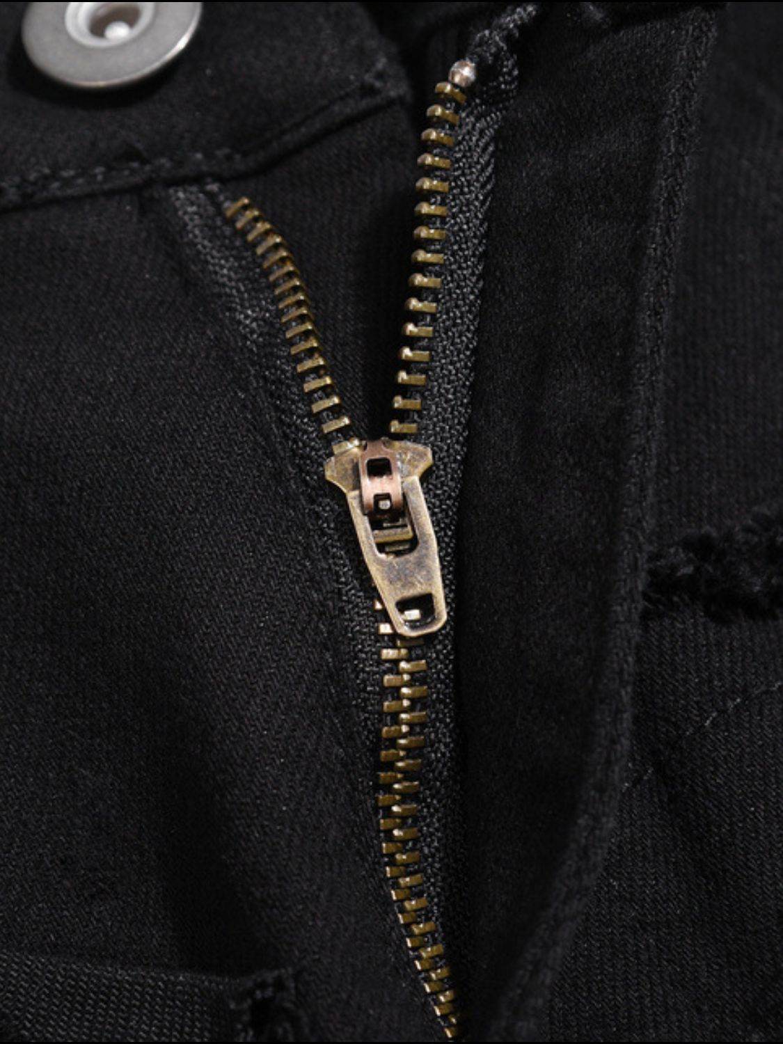 Men's Washed Distressed Panelled Jeans - Hovatok