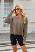 Backless Round Neck Long Sleeve T-Shirt - Hovatok