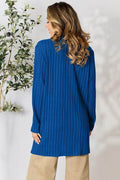 Basic Bae Full Size Ribbed Open Front Cardigan with Pockets - Hovatok
