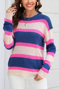 Angel Wings Color Block Round Neck Dropped Shoulder Sweater - Hovatok
