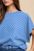 Annie Wear Checkered Round Neck Short Sleeve T-Shirt - Hovatok