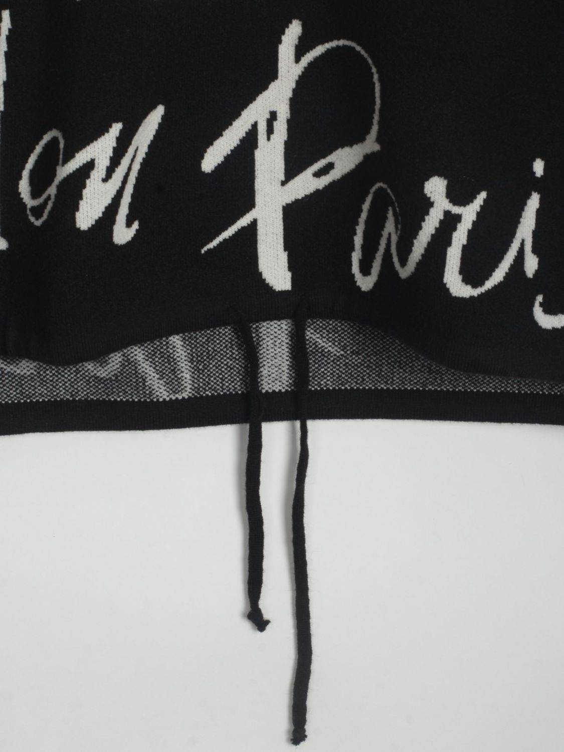 Drawstring Hem Letter Pattern Round Neck Dropped Shoulder Sweater - Hovatok