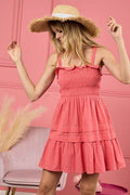 BiBi Smocked Ruffle Hem Mini Dress - Hovatok