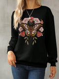 Graphic Round Neck Long Sleeve Sweatshirt - Hovatok