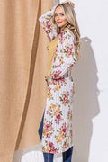 And The Why Floral Kimono Open Front Longline Cardigan - Hovatok