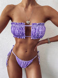 Frill Trim Ruched Bikini Set - Hovatok