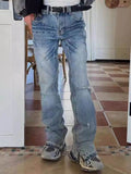 Men's Distressed Raw Hem Jeans - Hovatok