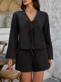 Devine Double Tied V-Neck Top and Shorts Set - Hovatok