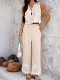 Devine Contrast Cropped Vest and Pants Set - Hovatok