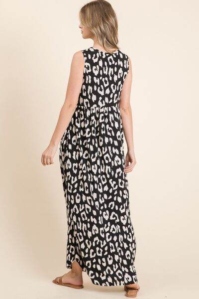 BOMBOM Leopard Maxi Dress with Pockets - Hovatok